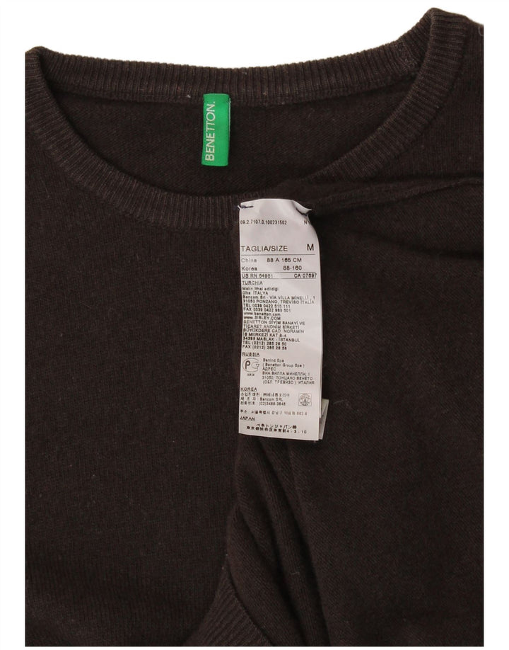 Женский джемпер с вырезом «лодочка» BENETTON UK 12, средний коричневый, шерсть