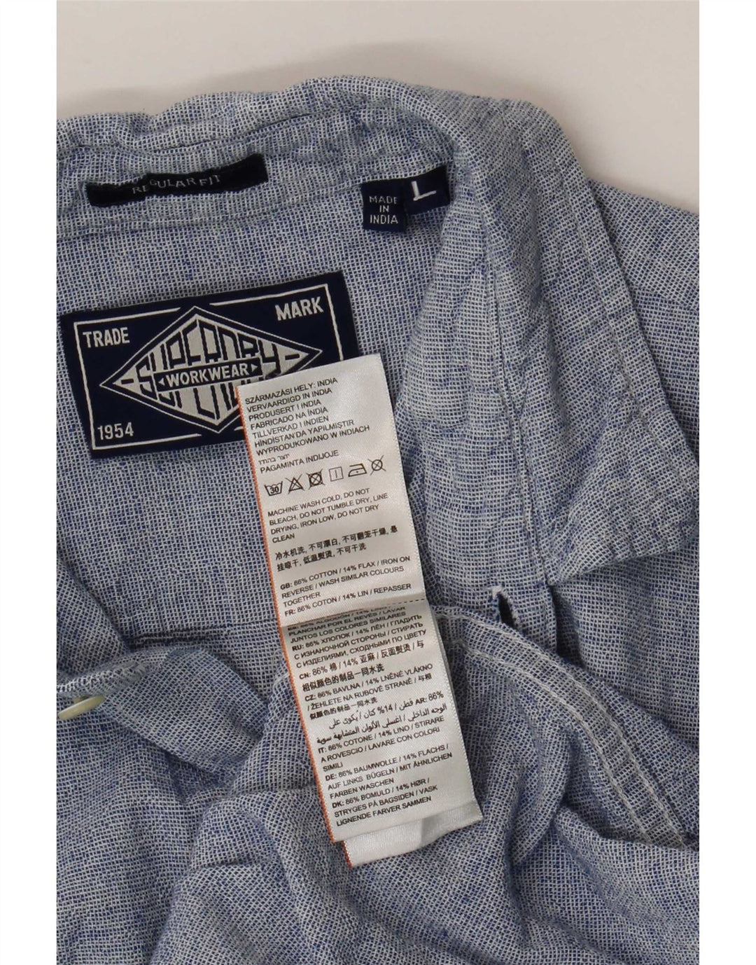 Мужская рубашка обычного кроя Superdry, большая синяя хлопковая рубашка
