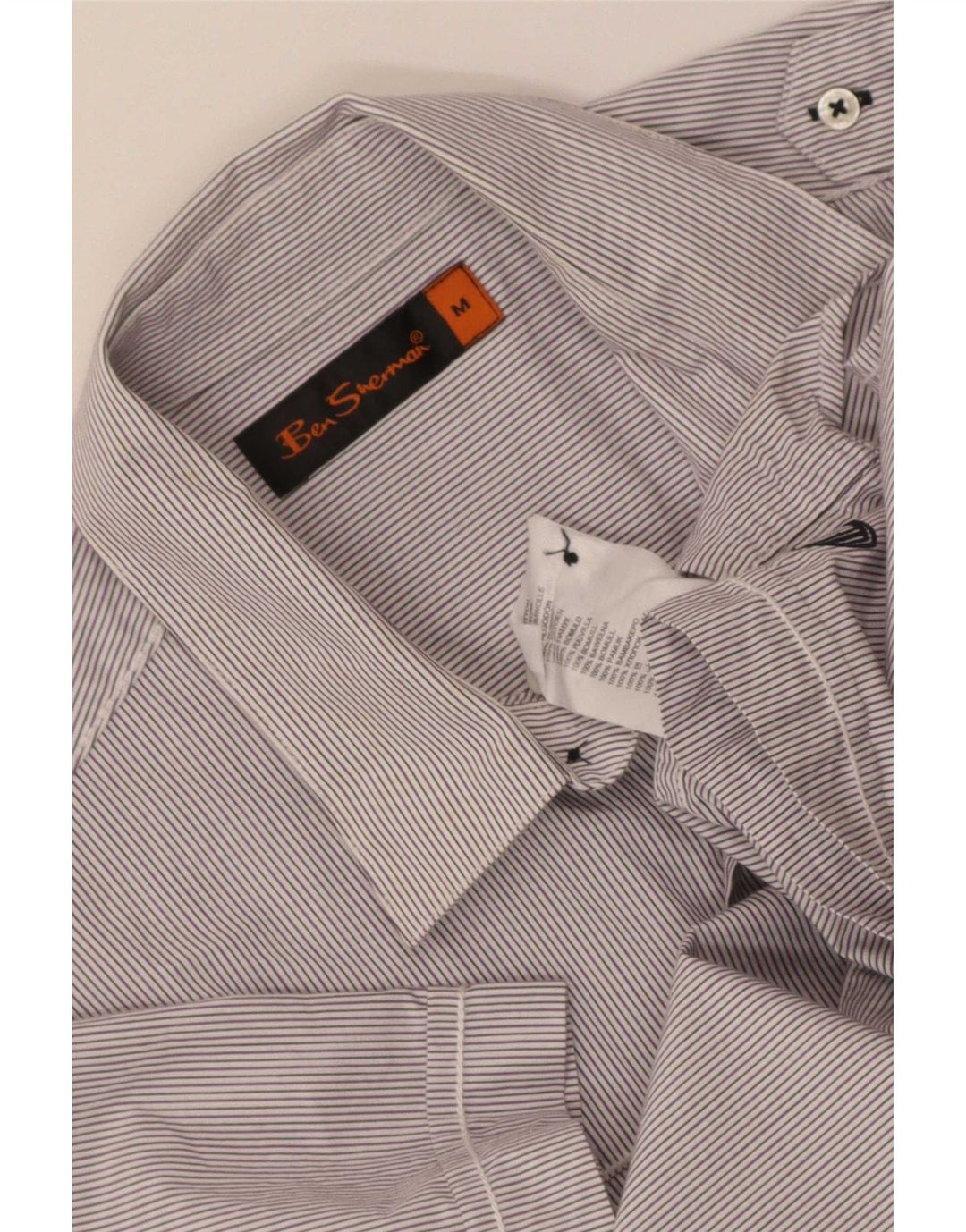 Мужская рубашка в стиле милитари с коротким рукавом Ben Sherman, хлопковая серая полоска среднего размера