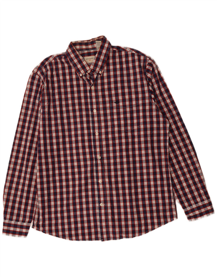 DOCKERS Мужская рубашка большого размера, темно-синяя клетка, хлопок