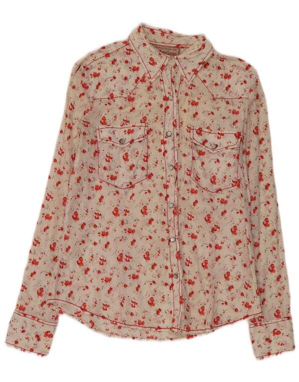 Женская блузка-рубашка обычного кроя Marlboro Classics UK 14, средний белый цветочный принт