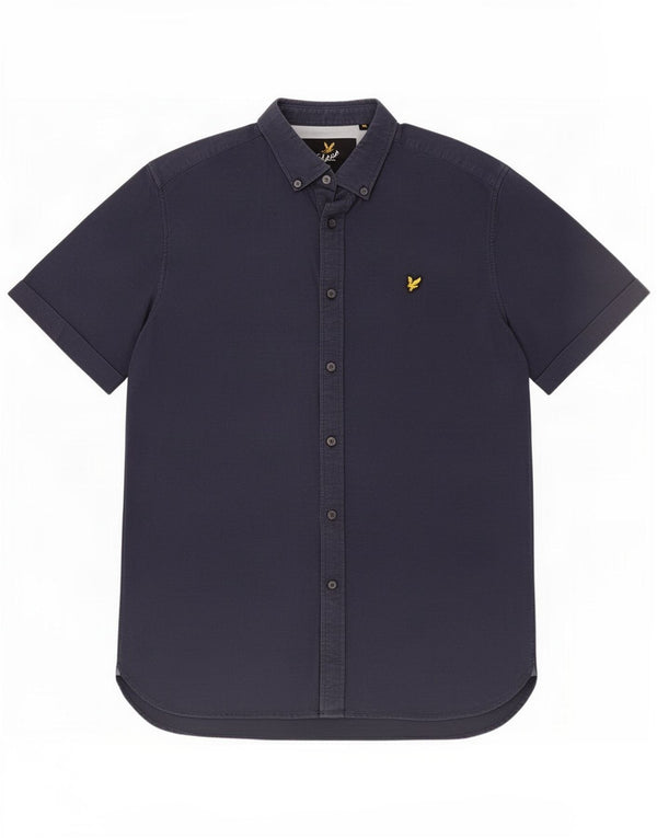 Мужская рубашка с коротким рукавом Lyle & Scott, темно-синяя, хлопковая