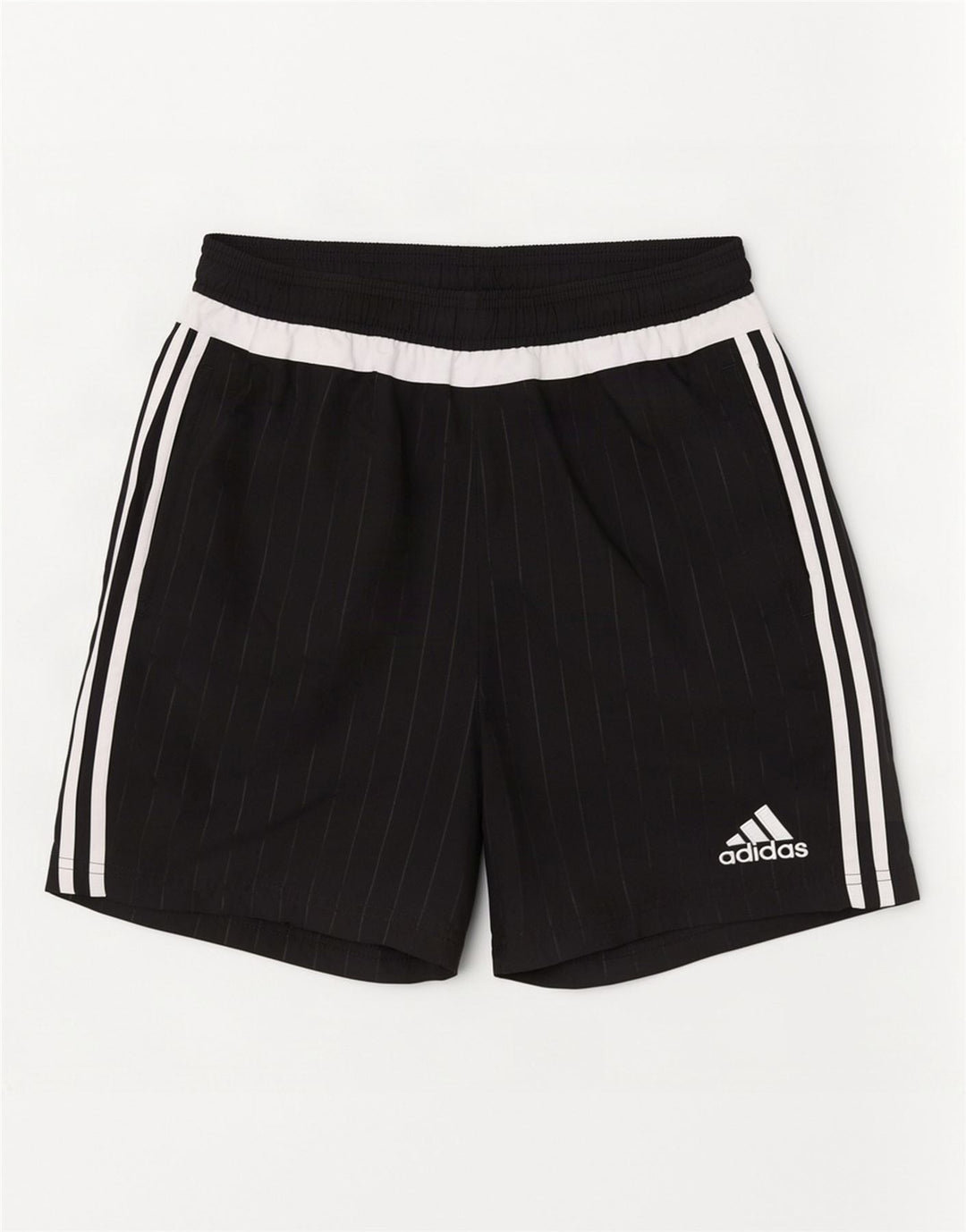 Мужские спортивные шорты Adidas из полиэстера в черную полоску среднего размера