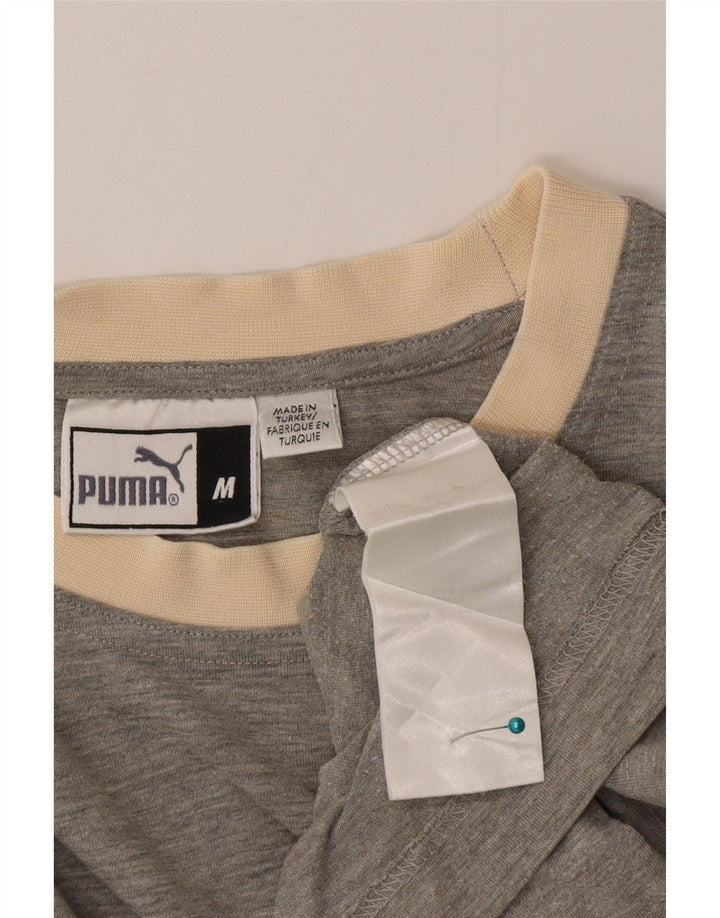 Мужская футболка Puma из хлопка среднего серого цвета с цветными блоками