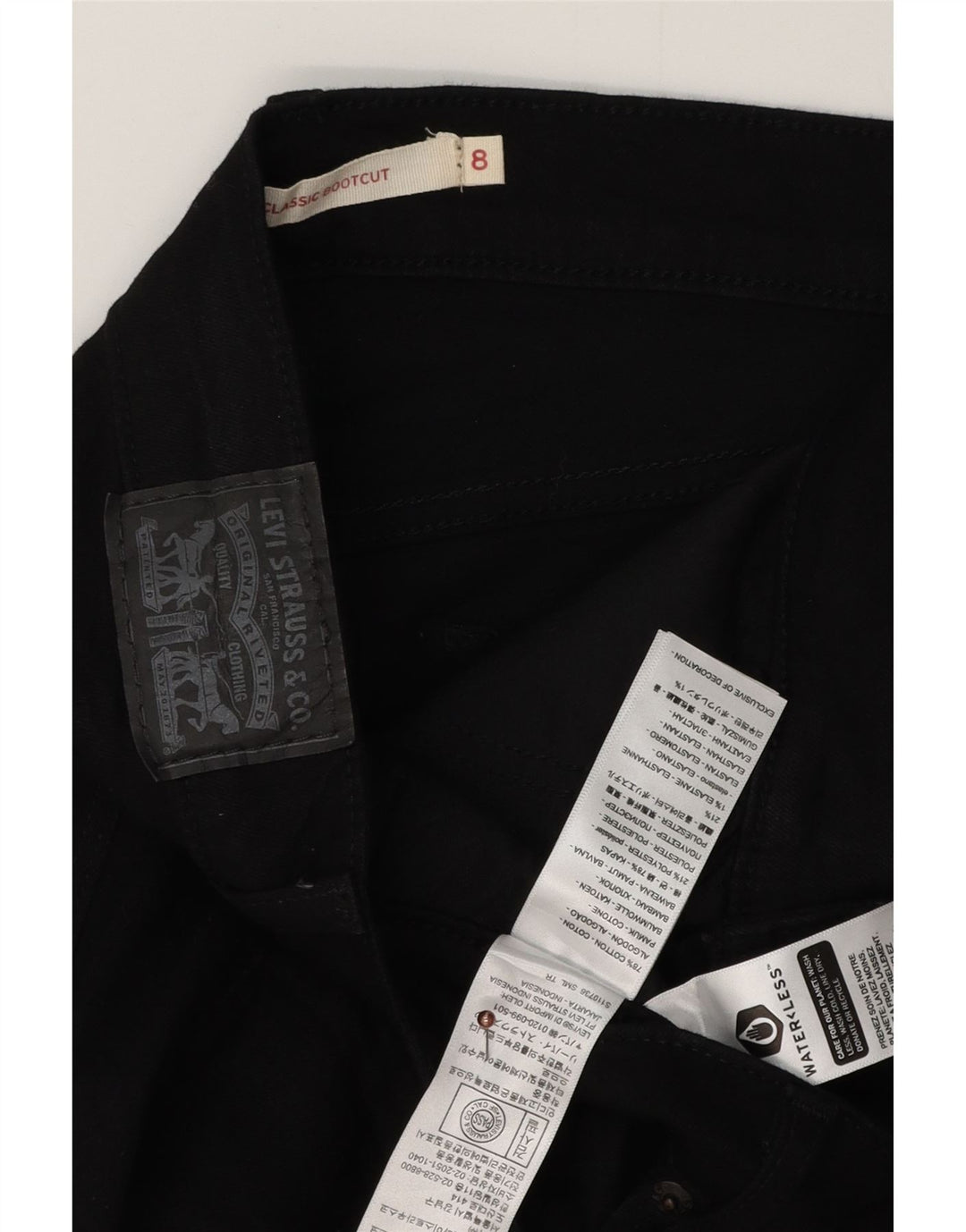 Женские классические джинсы LEVI'S Bootcut US 8 Medium W30 L29, черные хлопковые