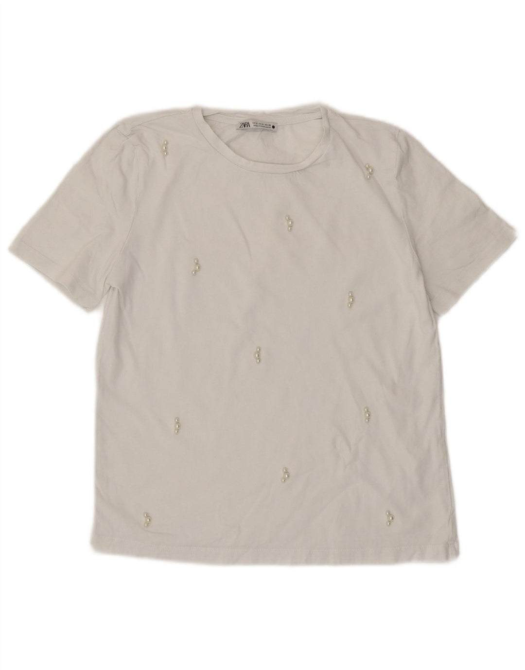 Женская футболка ZARA Top UK 8, маленькая белая