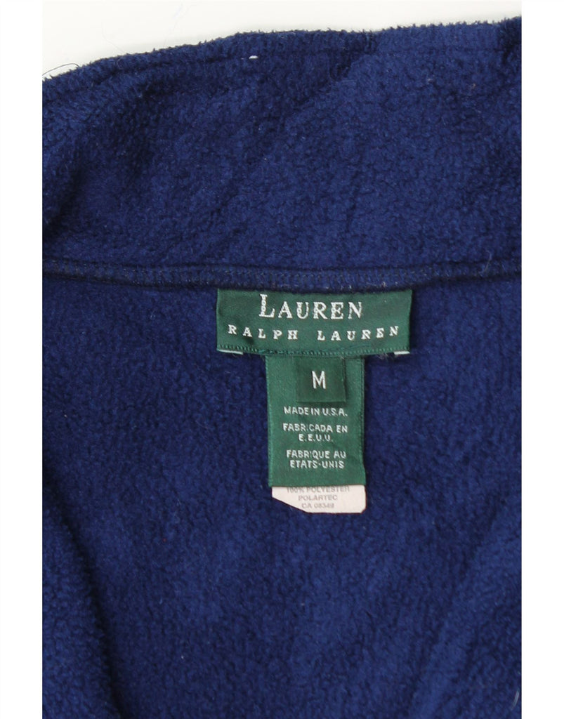 RALPH LAUREN Mens Zip Neck Fleece Jumper Medium Navy Blue Polyester Vintage Ralph Lauren and Second-Hand Ralph Lauren from Messina Hembry 