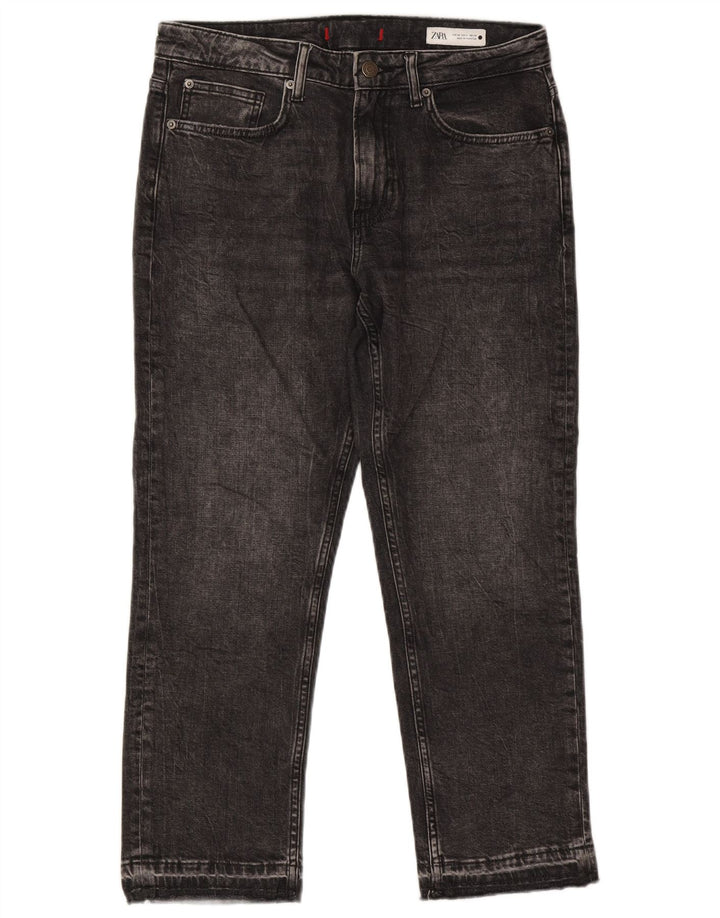 Женские прямые джинсы ZARA EU 38, маленькие W28 L26, черные