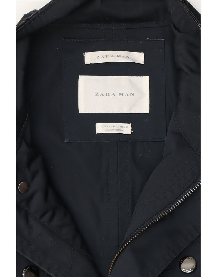 ZARA Mens Utility Jacket UK 40 Large Navy Blue