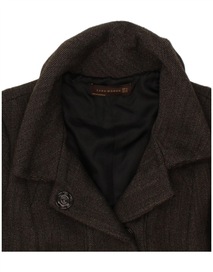 ZARA Womens 1 Button Blazer Jacket UK 18 XL Grey Cotton Vintage Zara and Second-Hand Zara from Messina Hembry 