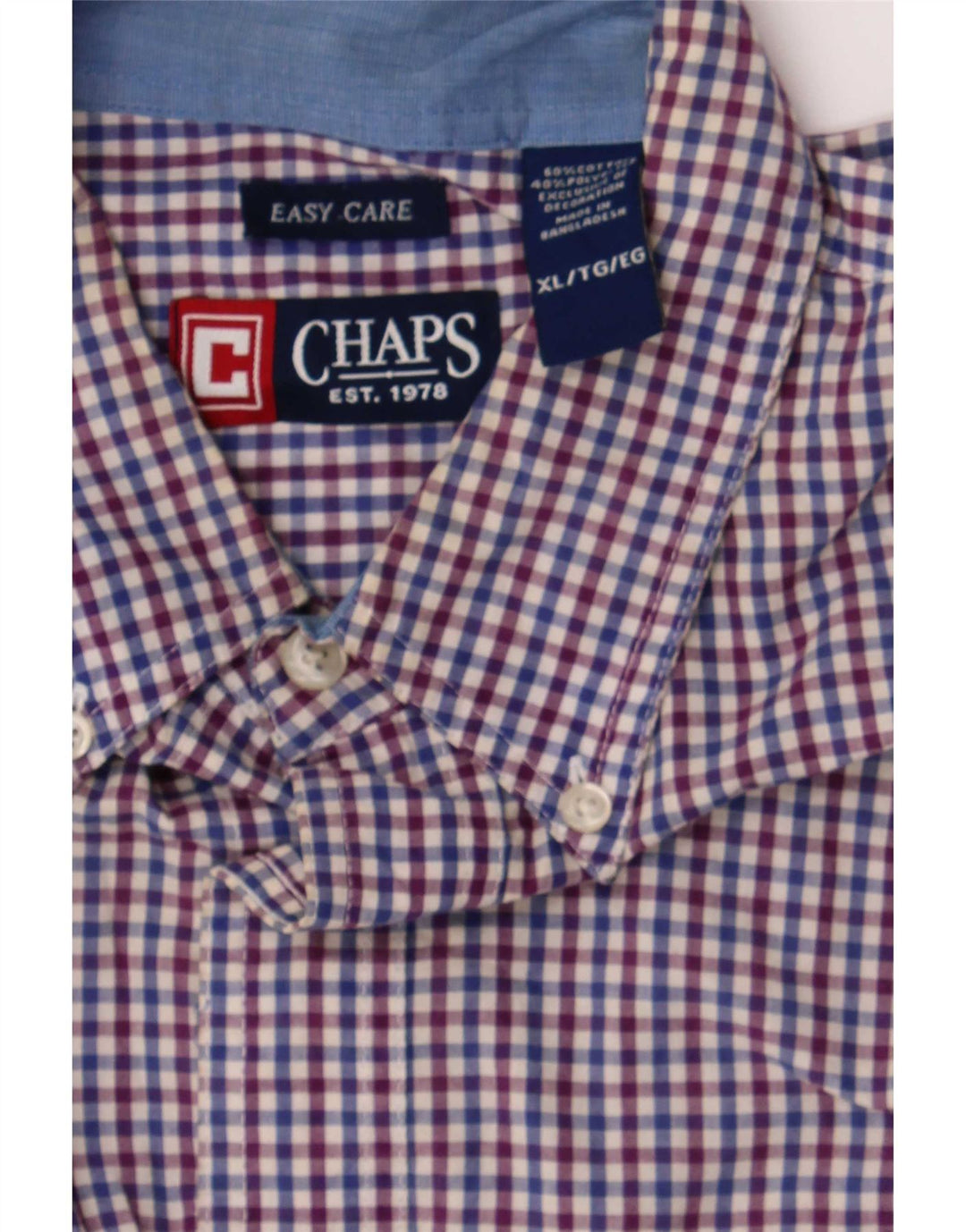 Мужская рубашка Chaps XL, синяя, хлопковая в мелкую клетку