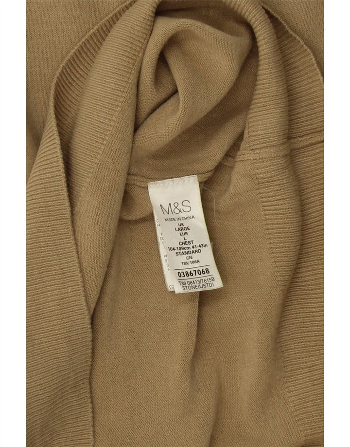Мужской джемпер с v-образным вырезом Marks & Spencer, большой бежевый акрил