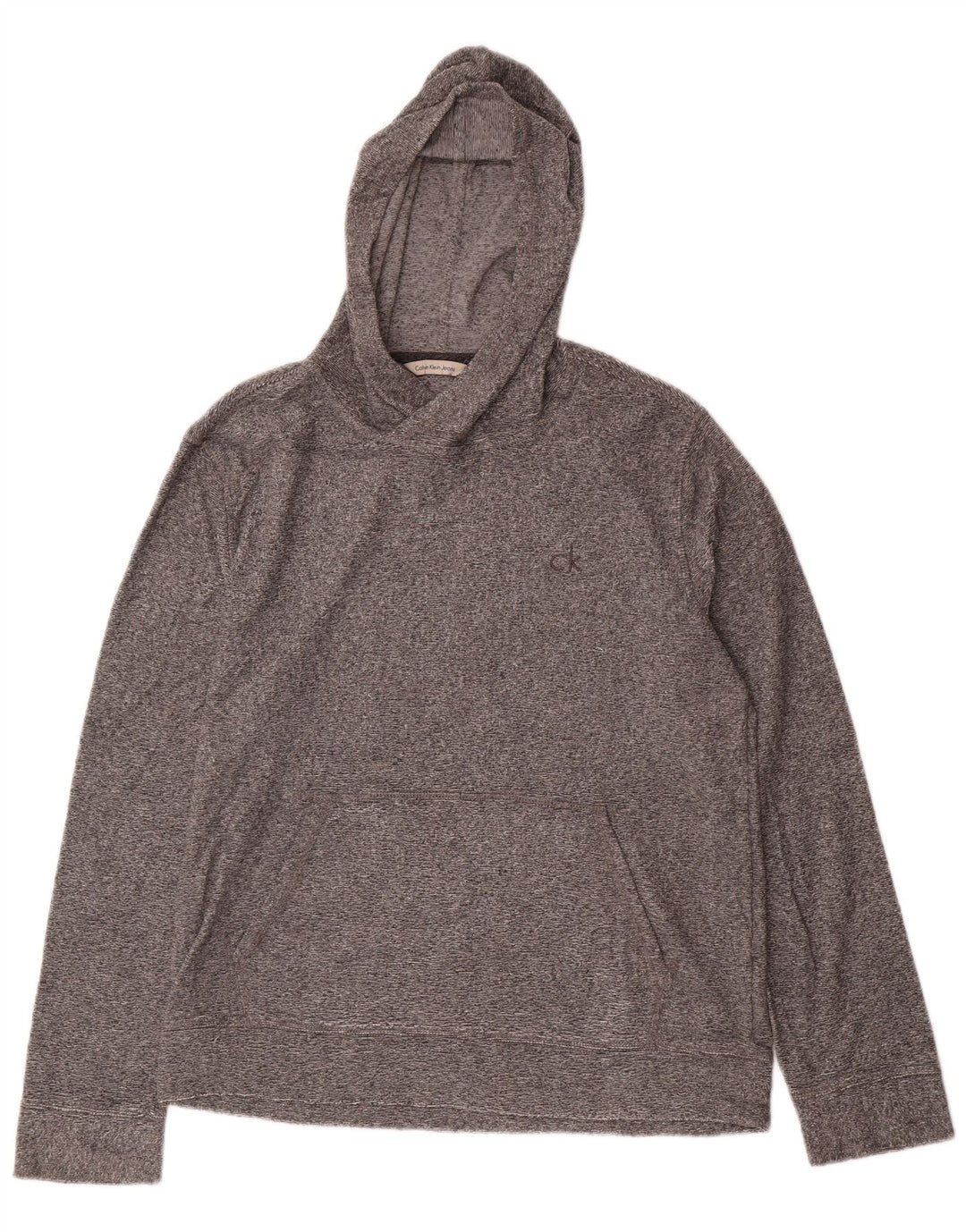 Женский джемпер с капюшоном CALVIN KLEIN JEANS UK 14, хлопок среднего серого цвета с крапинками