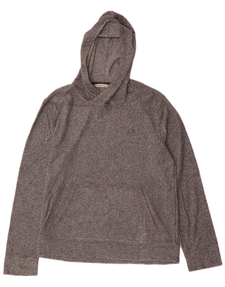Женский джемпер с капюшоном CALVIN KLEIN JEANS UK 14, хлопок среднего серого цвета с крапинками