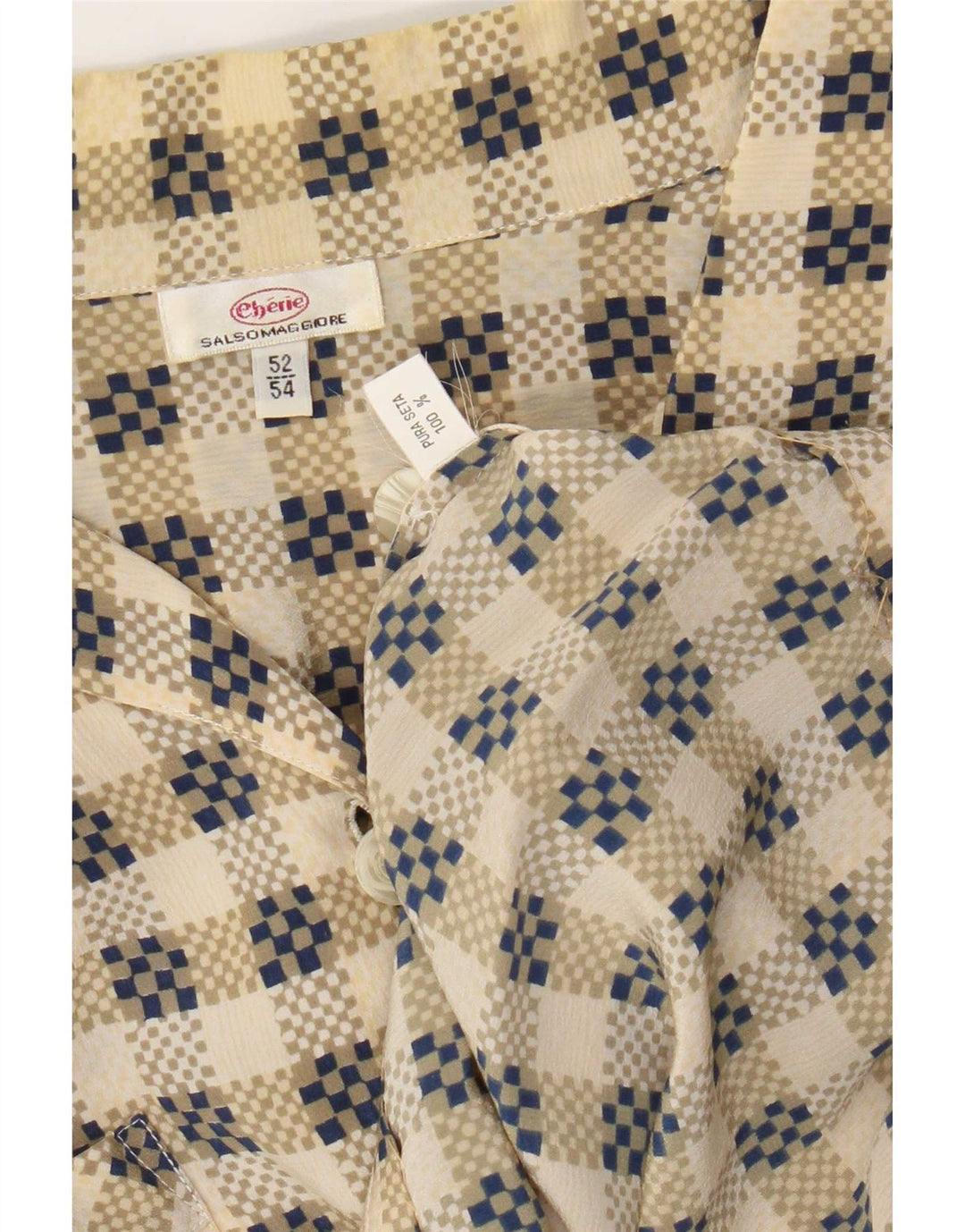 Женская рубашка cherie IT 52/54 2XL, бежевая клетка, шелк