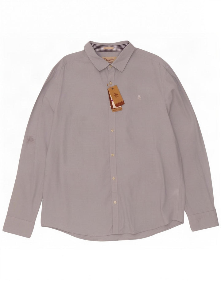 Мужская рубашка приталенного кроя Penguin Heritage 2XL, синяя, хлопок