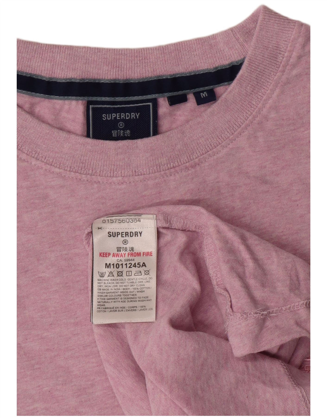 SUPERDRY Мужская футболка из хлопка среднего размера розового цвета