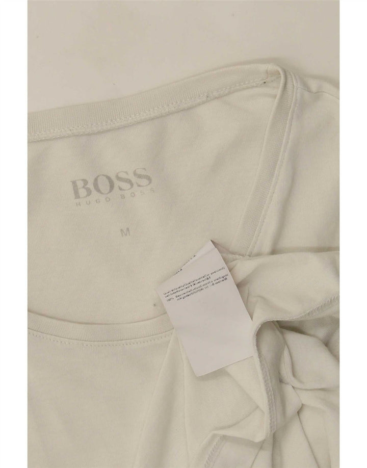 Мужская футболка Hugo Boss, топ среднего размера, белый хлопок