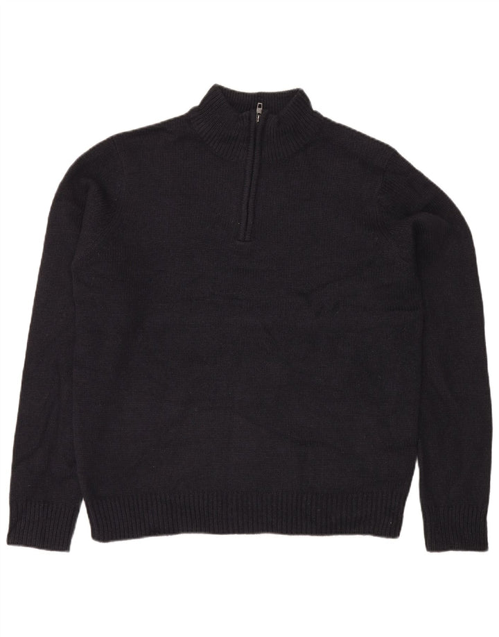 Мужской джемпер с воротником на молнии French Connection, большой темно-синий акриловый свитер