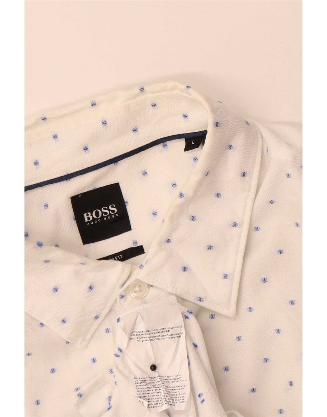 Мужская рубашка приталенного кроя Hugo Boss, большой белый хлопок в крапинку