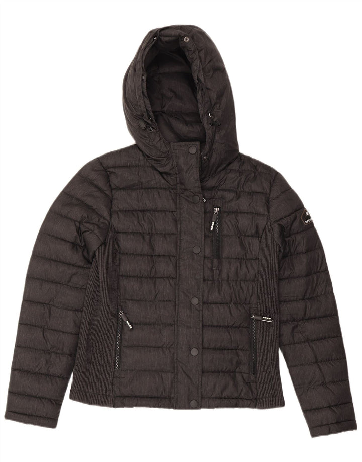 Утепленная куртка с капюшоном Superdry для девочек 15–16 лет, большой серый полиэстер