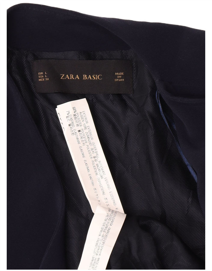 Женский открытый пиджак Zara UK 14, большой темно-синий полиэстер