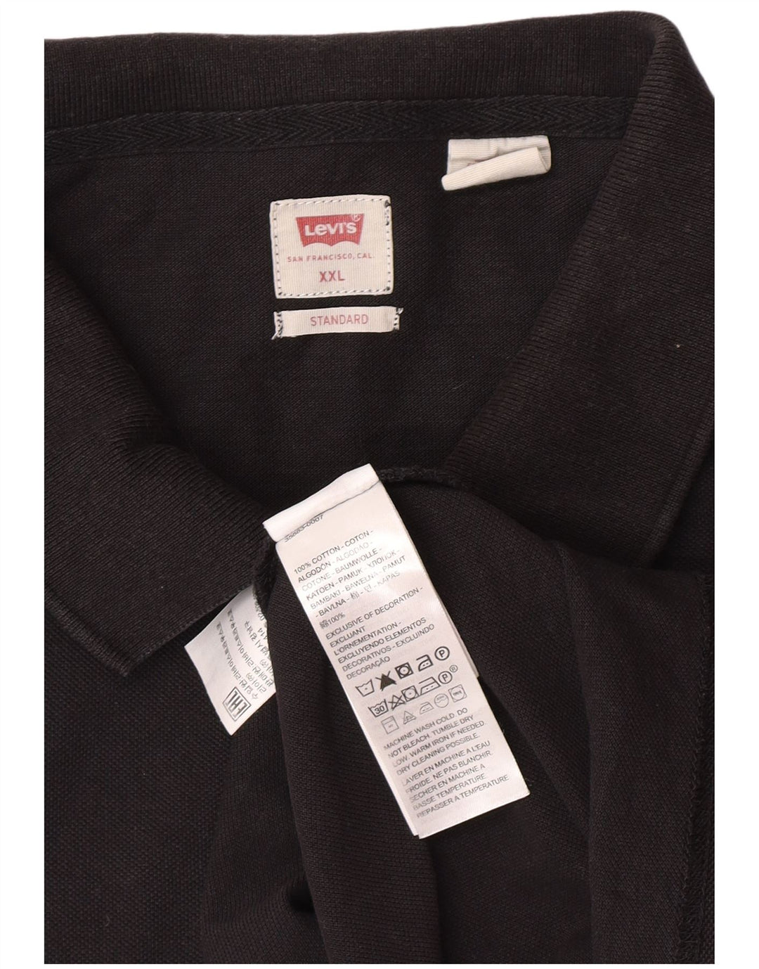 Мужская рубашка поло Levi's Standard 2XL, черный хлопок