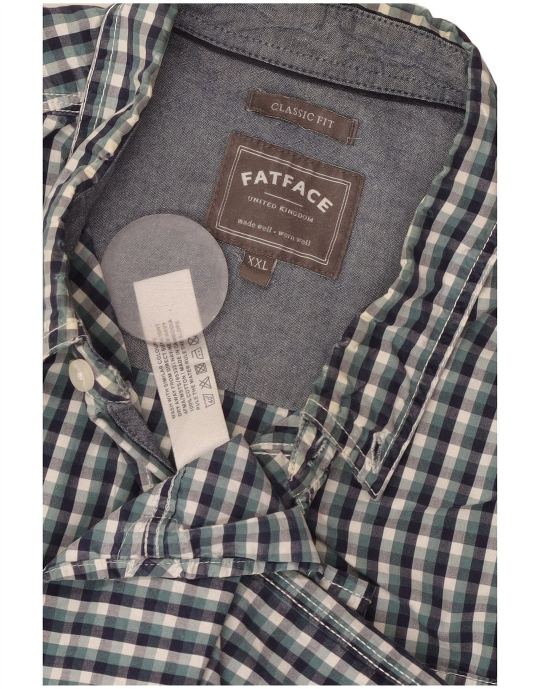 Мужская рубашка FAT FACE 2XL, синяя клетка, хлопок