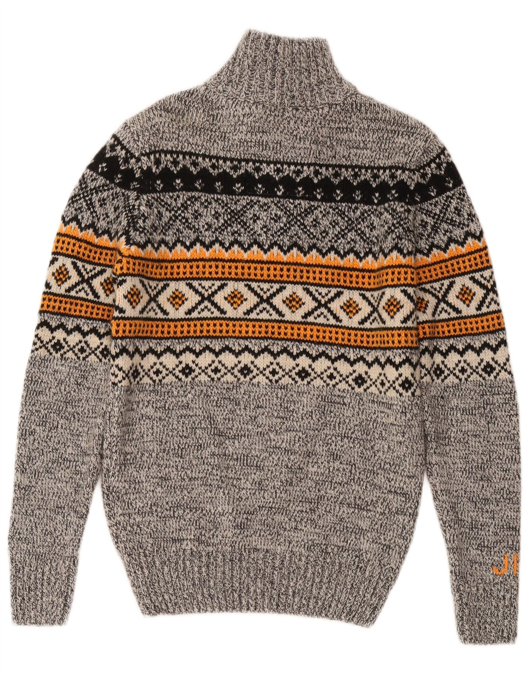 Мужской свитер Superdry с воротником на молнии, маленький серый, акриловый, с жаккардовым узором