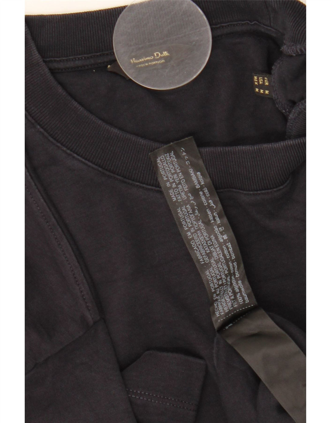 Massimo Dutti Мужская футболка из хлопка среднего размера, черная