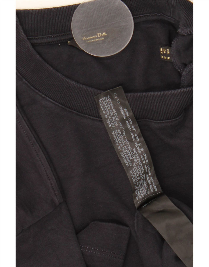 Massimo Dutti Мужская футболка из хлопка среднего размера, черная