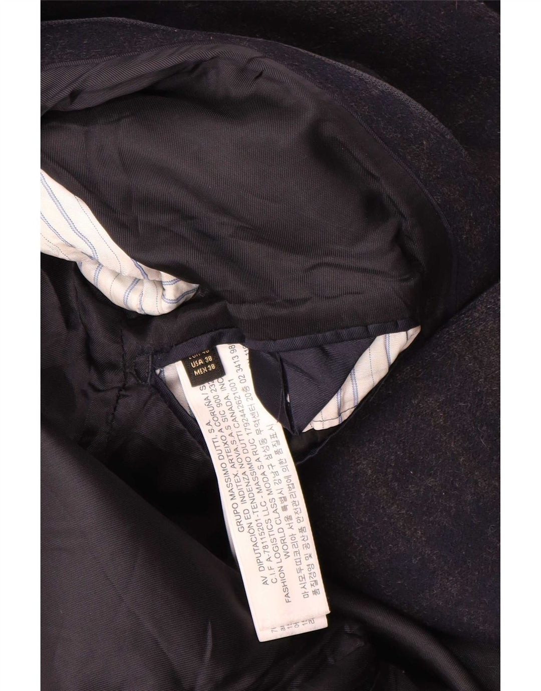 Мужское пальто Massimo Dutti EU 48, средний темно-синий в клетку, шерстяное