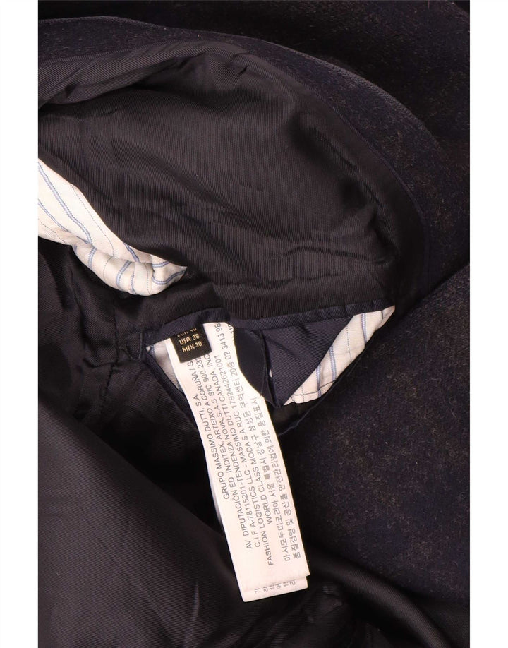 Мужское пальто Massimo Dutti EU 48, средний темно-синий в клетку, шерстяное