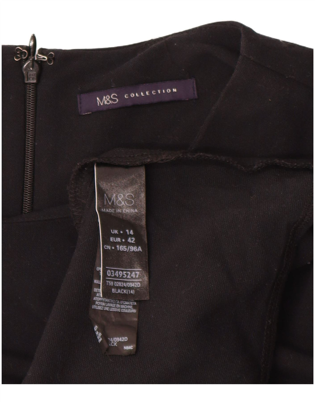 Женское платье А-силуэта с длинными рукавами Marks & Spencer UK 14, большой черный полиэстер