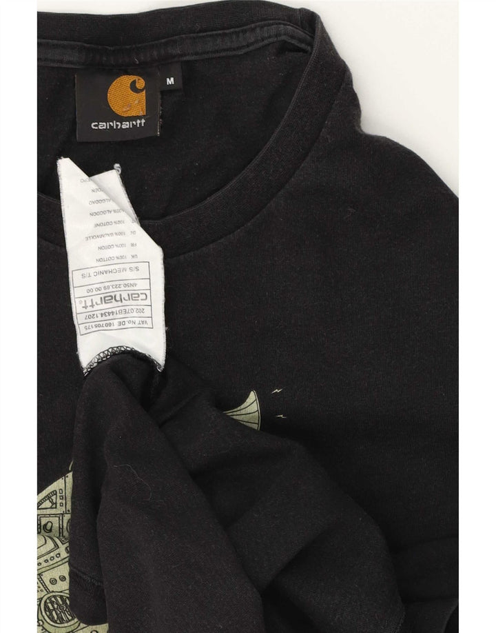 Мужская футболка с рисунком Carhartt из хлопка среднего размера, черная
