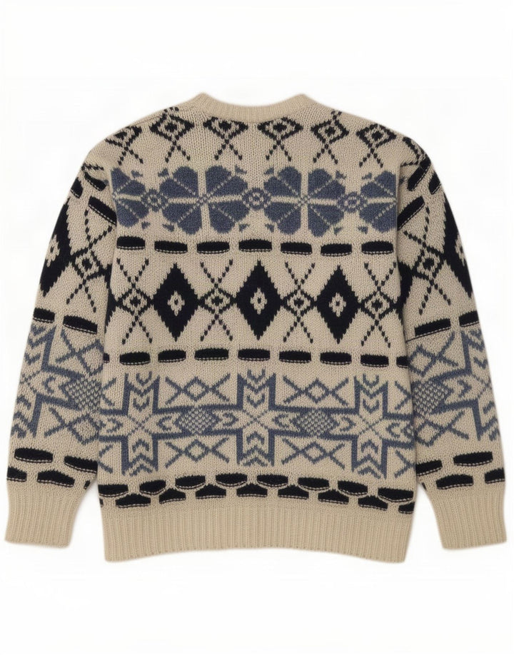 Мужской джемпер с круглым вырезом Shetland, большой Off-White Fair Isle