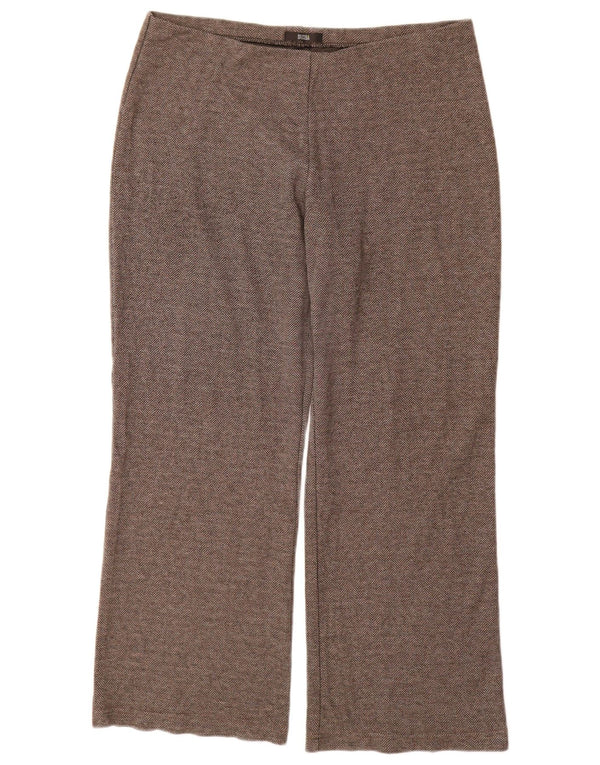 Женские повседневные брюки Marks & Spencer UK 18 XL W36 L29 Коричневый с шевроном