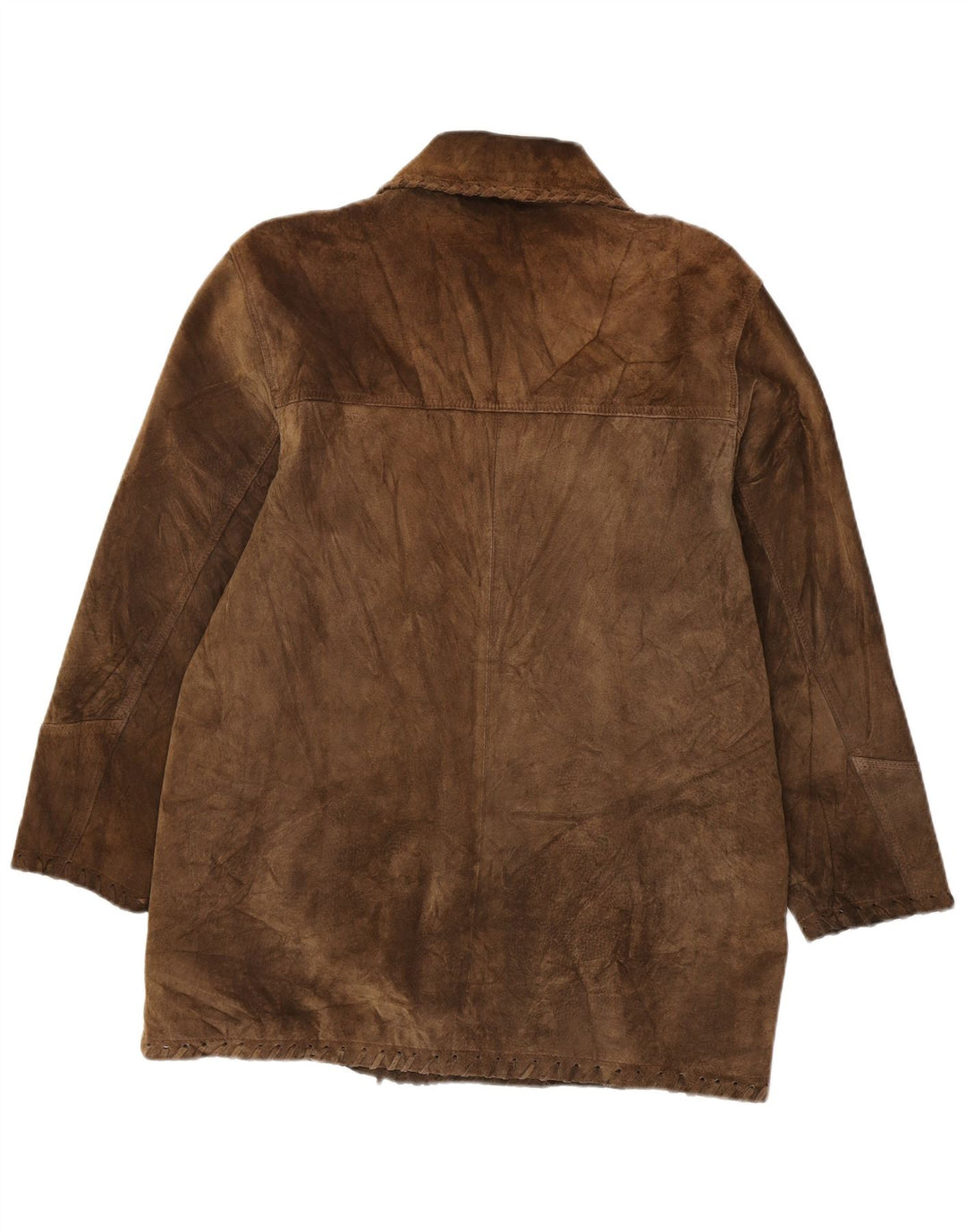 Женская замшевая куртка VINTAGE UK 16, большая коричневая кожаная