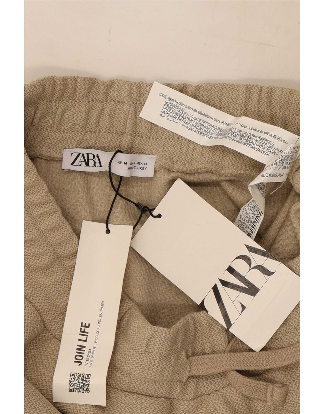 Мужские шорты чинос Zara Medium W31, бежевый хлопок