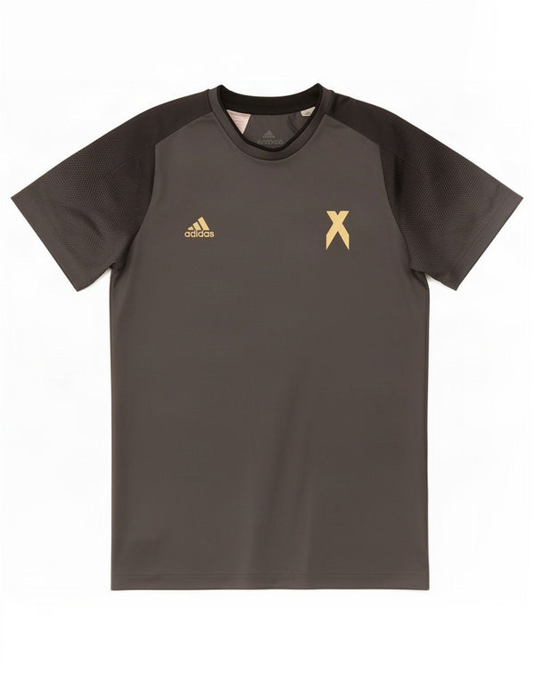 Футболка Adidas для мальчиков, топ 13-14 лет, серый полиэстер
