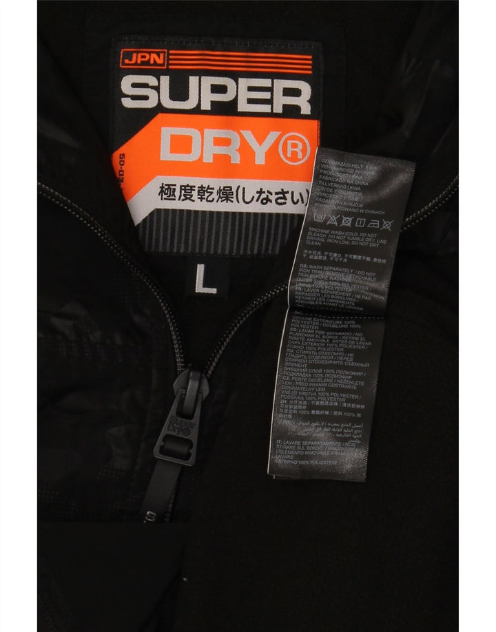 Мужская куртка-дождевик с капюшоном Superdry UK 40, большой черный полиэстер