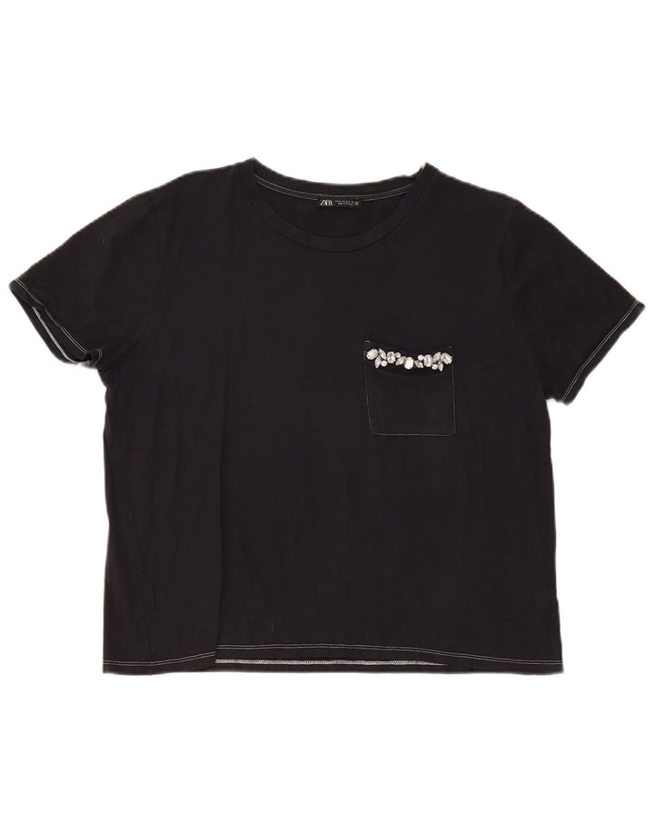 Женская футболка Zara Top UK 18 XL, черная