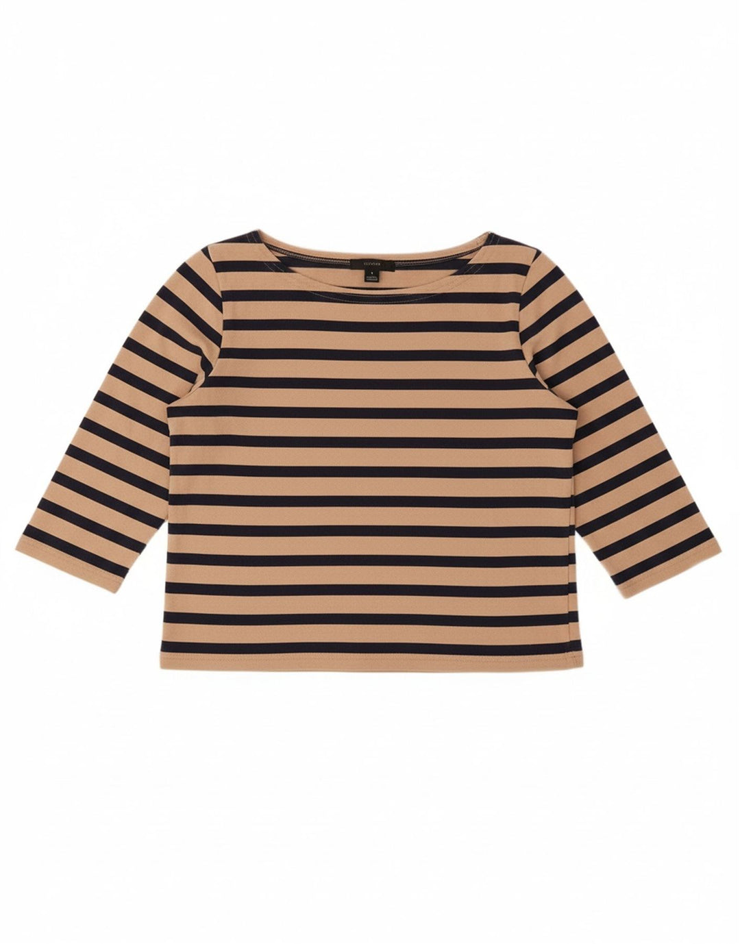 J. CREW Womens Oversized Crop Top 3/4 Sleeve UK 10 Small Beige Striped