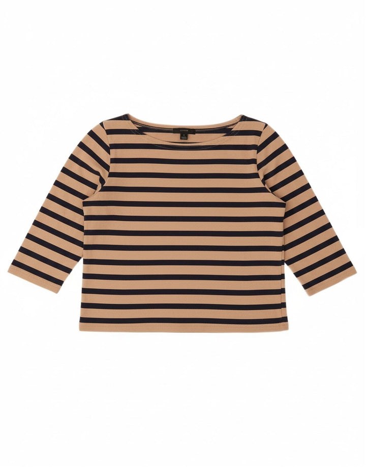 J. CREW Womens Oversized Crop Top 3/4 Sleeve UK 10 Small Beige Striped