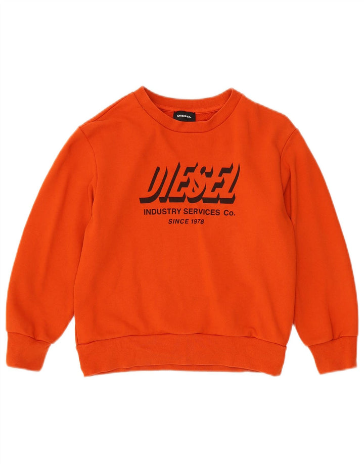 Джемпер с рисунком Diesel для мальчиков 7-8 лет, оранжевый, хлопок