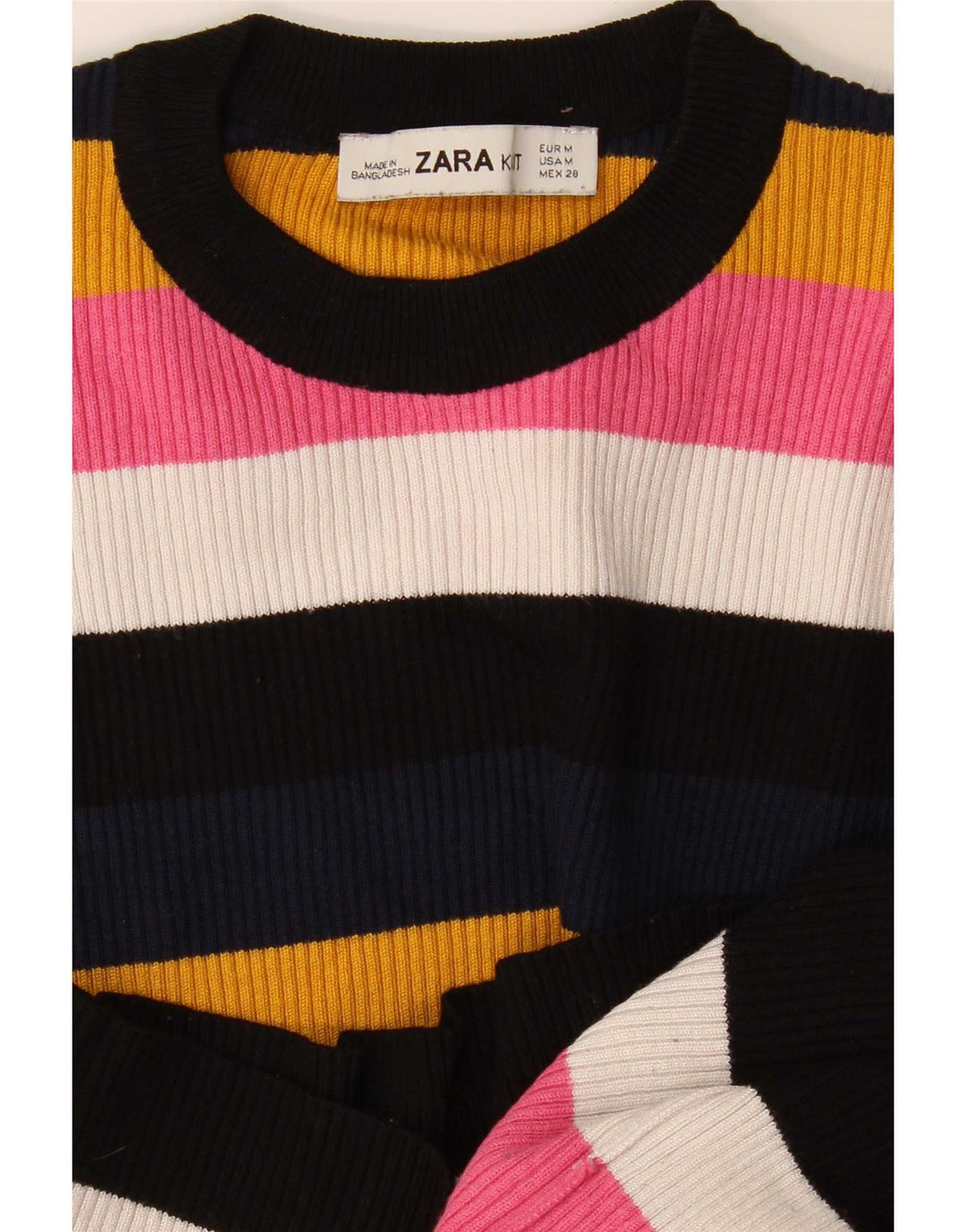 Женская укороченная блузка Zara UK 12, средний размер, разноцветная полоска