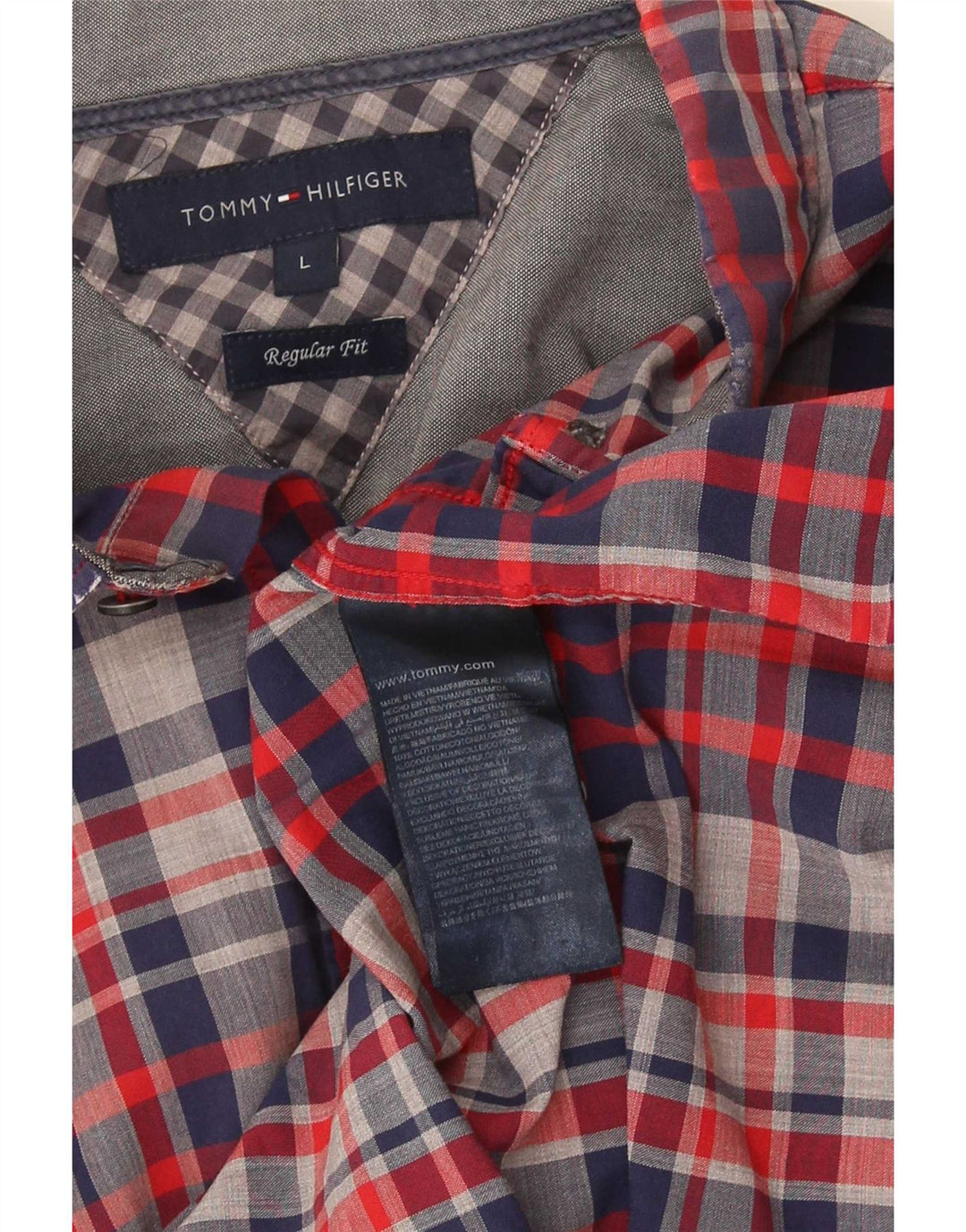 Мужская рубашка стандартного кроя Tommy Hilfiger, большая синяя клетка в клетку, хлопковая