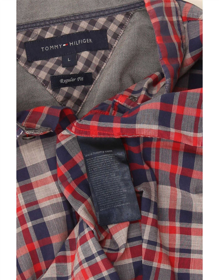 Мужская рубашка стандартного кроя Tommy Hilfiger, большая синяя клетка в клетку, хлопковая