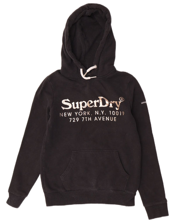 Женский джемпер с капюшоном Superdry UK 8, маленький, черный, хлопок
