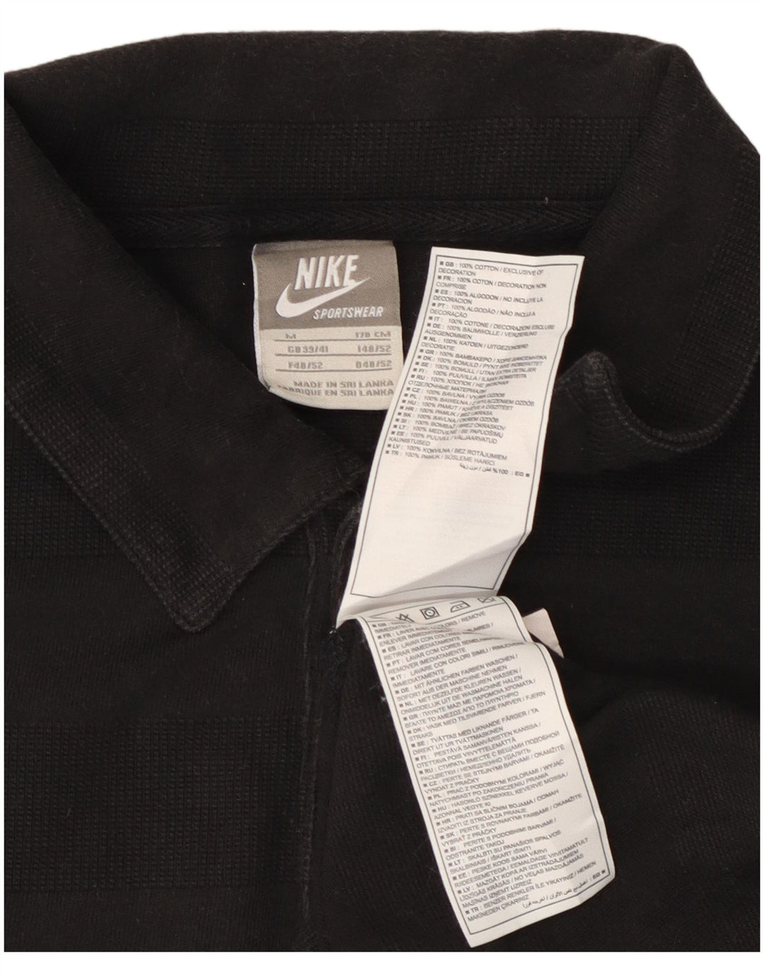 Мужская рубашка поло NIKE UK 39/41, хлопковая, в черную полоску среднего размера